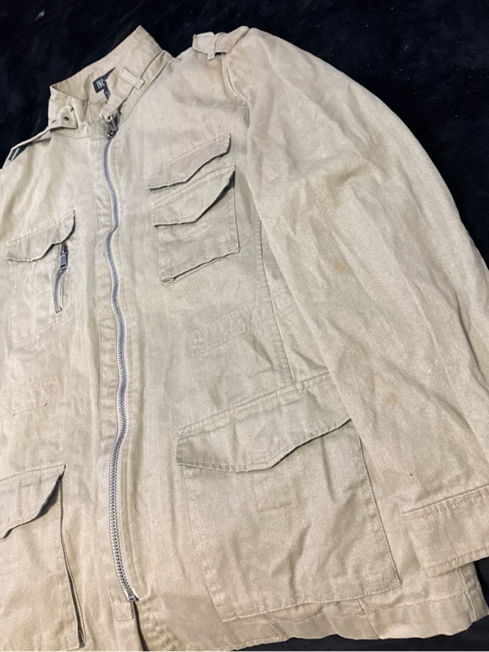INC International Concepts Light Khaki Military Field Jacket - Picture 2 of 6